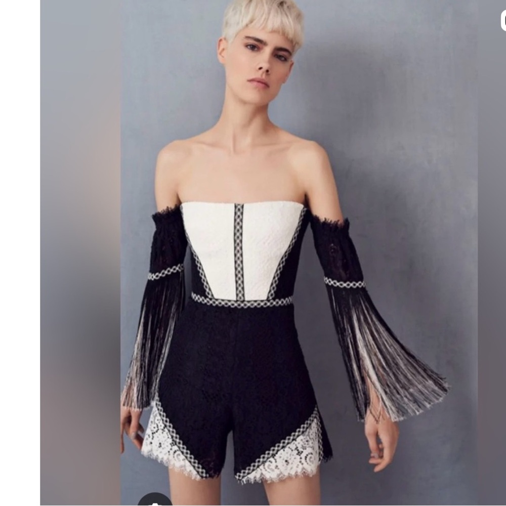 Alexis Mirabelle Black and White Lace Romper